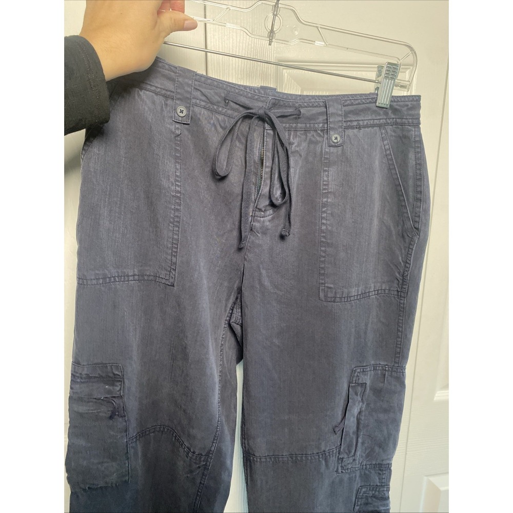 Sundance Cargo Pants Womens Size 2 Navy Blue Utility Tencel Drawstring Y2K Boho - Picture 4 of 6